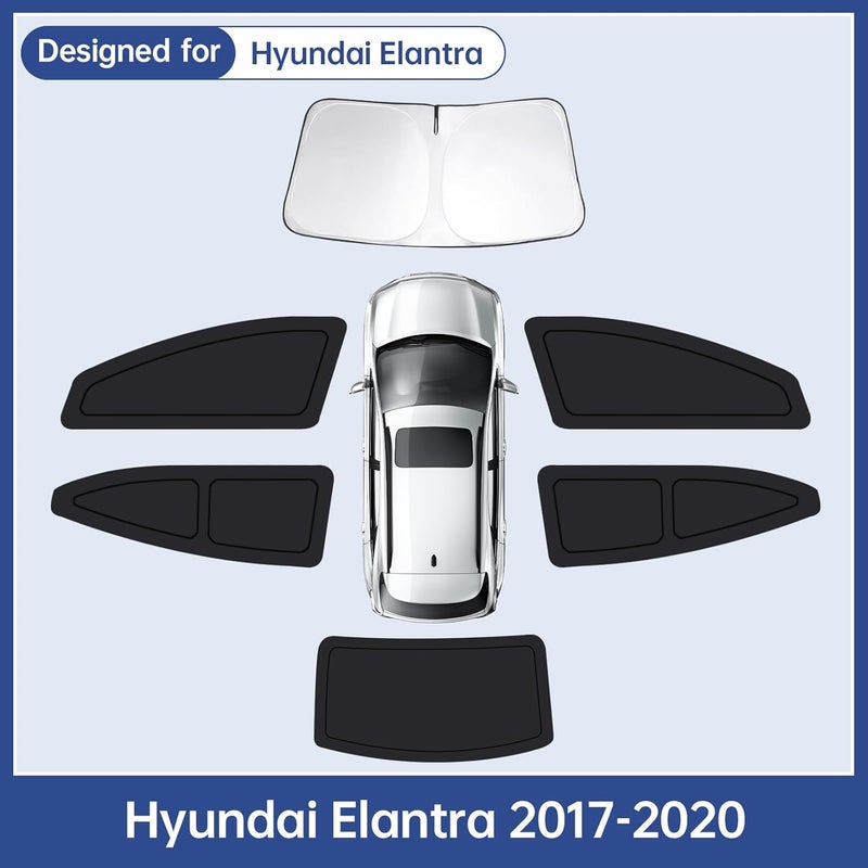 FSHAANY'S Car Window Shades for Hyundai Elantra 2017-2020, Full Car Window Covers for Privacy, Sunshades for Elantra Front Rear Windshield Side Windows to Block UV and Protect Privacy(6pcs) - Image 3